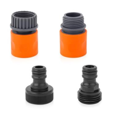 Imagem de 4 conectores de mangueira de água de jardim, adaptador de mangueira de água de plástico de 0,9 cm GHT 4 tipos de conectores de mangueira de conexão rápida macho e fêmea para jardim ao ar livre
