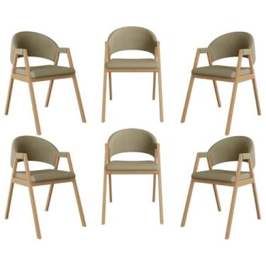 Imagem de Kit 6 Cadeiras Para Mesa de Jantar Moderna Linho - Balaqui Cor:bege