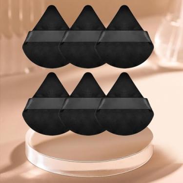 Imagem de Conjunto de 6 peças de pó de triângulo macio, puffs de pó para rosto, esponjas de maquiagem para base, adequado para ferramentas de maquiagem cosmética líquida e creme (preto)