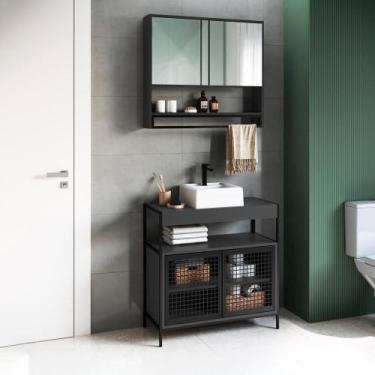 Imagem de Conjunto Para Banheiro 3 Peças Com Cuba P103841c Grafite Pp Milani Sto