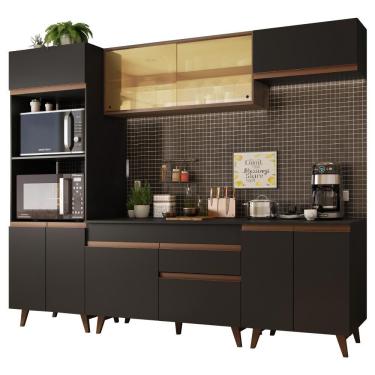 Imagem de Cozinha Completa Reims Armário e Balcão Preto/rustic Madesa