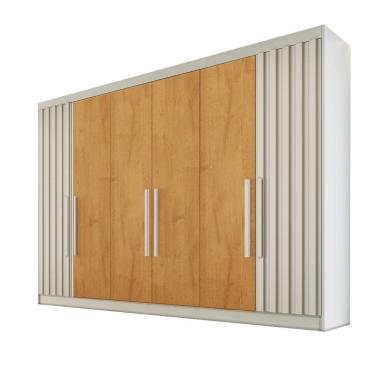 Imagem de Guarda Roupa 6 Portas 2 Ripadas Potente 100% Mdf Off White/peroba