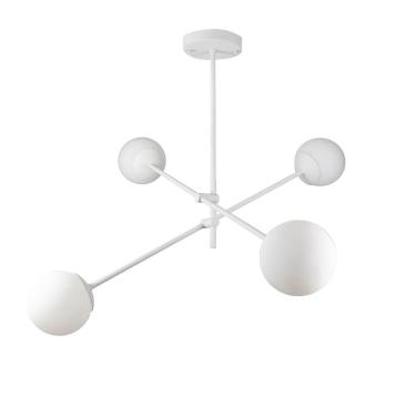 Imagem de Lustre Lirio Com 4 Globos Esfera De Vidro Branco - Branco