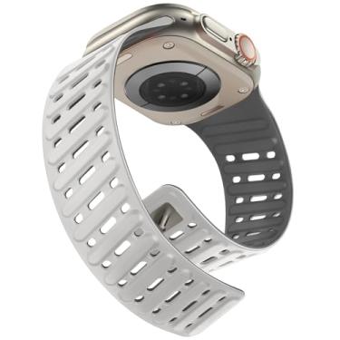 Imagem de Tasikar Pulseira magnética de silicone à prova d'água e respirável de 49 mm, 46 mm, 45 mm, 44 mm e 42 mm, para Apple Watch Ultra1/2 SE Series 10 9 8 7 6 5 4 3 2 1, Sem Pedra Preciosa