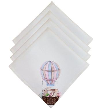 Imagem de Kit 4 Guardanapo Tecido Coelho Da Páscoa Balão Mágico