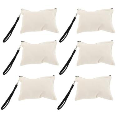 Imagem de FRCOLOR Conjunto de 6 Nécessaires de Viagem para Cosméticos Com Gancho para Pendurar - Organizador de Maquiagem Em Tecido Bege Com Alça de Pulso - Necessaire Portátil para Casa, Viagens E Artigos