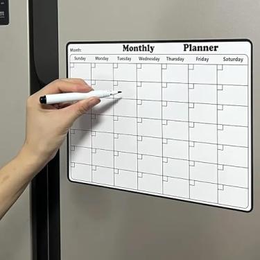 Imagem de Calendário magnético mensal e semanal para geladeira, planejador magnético, quadro de planejamento familiar mensal, 28 x 20 cm