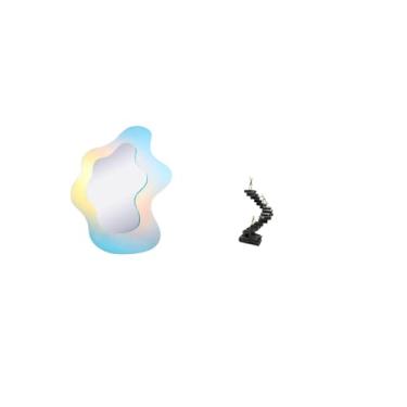 Imagem de Fenteer Estátua de Escada Moderna em Resina com Espelho Acrílico Ondulado, Ideal para Decoração de Paredes de Banheiros E Estantes. Feita à Mão com Resina