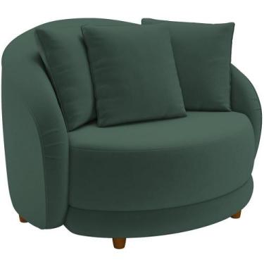 Imagem de Poltrona Decorativa Base Fixa Pés Madeira Witta M03 Veludo Verde - Lya