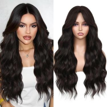 Imagem de Peruca WIGNEE 66 cm de comprimento, encaracolada, ondulada, marrom esc