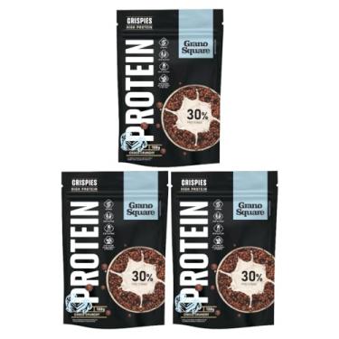 Imagem de Kit 3 Crispies Choco Crunchy Protein Vegano, s/Glúten, s/Açúcar e Muita Proteína 180g | Grano Square