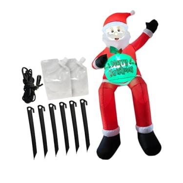 Imagem de MotiveTech Papai Noel inflável para decoração de Natal, com luzes, ideal para o jardim externo no inverno.