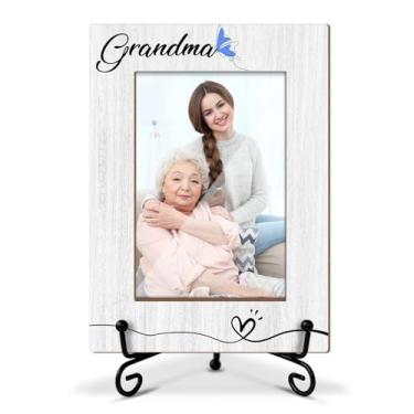 Imagem de Lesixur Porta-retrato de madeira para avós, presente de aniversário para avós, para netos, 10 x 15 com suporte de ferro para mesa de mesa, decoração de mesa de casa -015