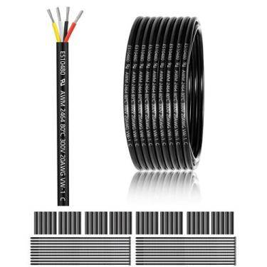 Imagem de Fio elétrico de calibre 20, 4 condutores, 30m UL 2464, cobre estanhado