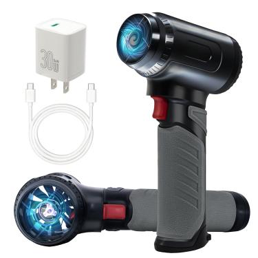 Imagem de Soprador de secador turbo para carro, 1600 g de impulso instantâneo secador de ar ventilador turbo velocidades contínuas 64 mm folha sem fio super elétrica para limpeza de pátio, secagem, neve