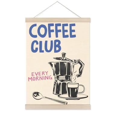 Imagem de Welshower Moldura para pôster Coffee Club Every Morning, arte de parede retrô para máquina de fazer cafés, decoração para casa, cozinha, café, bar, estação, canto, loja, emoldurado, 30,5 x 40,6 cm