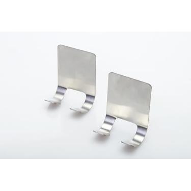 Imagem de KMJILS Pacote com 2 ganchos de aço inoxidável, organizador de parede adesivo forte para banheiro, chuveiro e cozinha, ganchos utilitários multiuso para roupão, toalha, bucha, casaco, sem necessidade