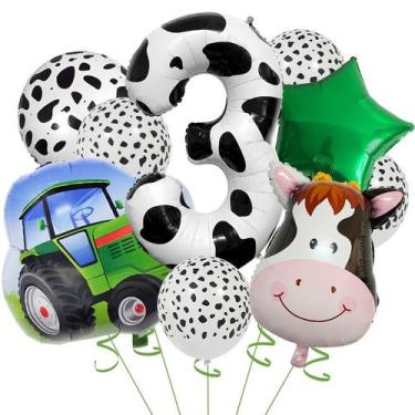 Imagem de Conjunto de balões Farm Animal Theme, 7 unidades com vaca, trator e nú