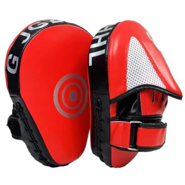 Imagem de Luvas de boxe curvadas para boxe, MMA, Muay Thai, equipamento de treinamento de artes marciais, vermelho/preto, 2 peças (VERMELHO)