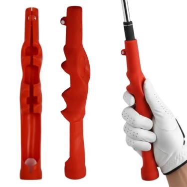 Imagem de CUANBOZAM Treinador de balanço de golfe e auxílio de aderência | para posicionamento correto da mão e postura | Acessório removível de borracha universal para todos os tacos de golfe | Corretor de