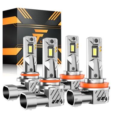 Imagem de TACOBEEM Lâmpada LED H11 9005, H8 H9 32000LM Luzes de neblina super brilhantes, lâmpada de neblina LED H11 branca fria 6500K, IP67 impermeável, 99% pronta para CANBUS, pacote com 4