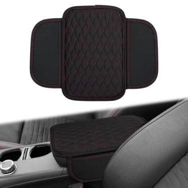 Imagem de Capa de console central de carro, couro antiarranhões e capa de console central de espuma viscoelástica para descanso de mão com 2 bolsos organizadores, ajuste universal para a maioria dos veículos,