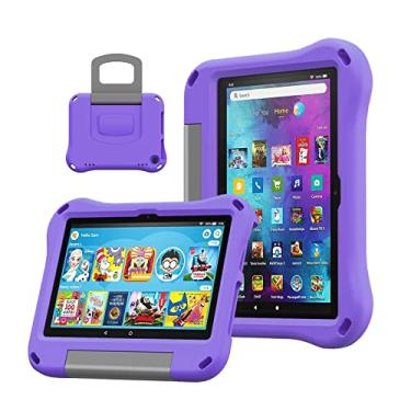 Imagem de Capa para tablet de 8 polegadas, não serve para Lenovo Tablet DiHines Capas à prova de choque, capa com suporte para 8 tablets, capa infantil. Roxa