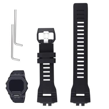 Imagem de XIW Pulseira de relógio de resina de substituição para mulheres Casio 10631654 GBD-200 GBD200UU-9 GBD-200-1JF GBD200-9 de 27 mm (pulseira preta)