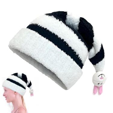 Imagem de Chapéu de malha de Natal, gorros de Natal,Chapéu de Papai Noel Gorro - Chapéu de Papai Noel tricotado de Natal para adultos, gorro de inverno para mulheres e homens