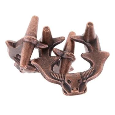 Imagem de Quebra Cabeça Algema e Argola de Metal Inteligente, Jogo Desafio de Lógica Antiestresse para Adultos e Crianças (Búfalo)