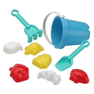 Imagem de Kit Brinquedos 9 Peças Conjunto Baldinho De Praia + Pá E Formas (Azul)
