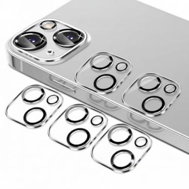 Imagem de Pacote com 5 protetores de lente de câmera para iPhone 14, protetor de lente de câmera para iPhone 14 Plus, modo de disparo noturno, vidro temperado de dureza 9H transparente HD antiarranhões