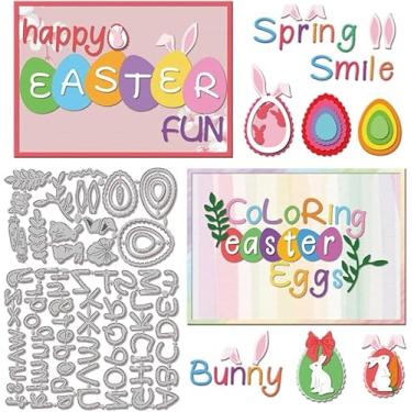 Imagem de Ovos de Páscoa, moldes de corte do alfabeto, para scrapbooking, metal, coelho, cenoura, corte, folhas, laços, para fazer cartões, gravação em relevo, álbum de fotos, decoração de artesanato