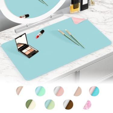Imagem de Tapete de maquiagem para penteadeira para proteger a mesa de trabalho, tapete de maquiagem de dupla face, tapete de mesa fácil de limpar - impermeável e à prova de óleo, acessórios de cosméticos, 59,9