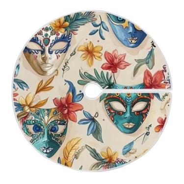 Imagem de Blueangle Saia de poliéster macio com estampa de máscaras de carnaval de 118 cm para decoração de carnaval (8)