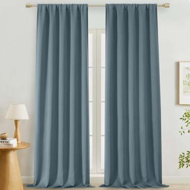 Imagem de Lecloud Cortinas Azuis Pedra 273 cm para Sala de Estar Comprimento 2 Peças, Cortinas de Janela Sólidas Escurecimento do Quarto para Quarto, Cortinas com Isolamento Térmico para Sala de Jantar, Cada