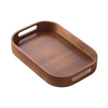 Imagem de Generic Bandeja de bambu para servir frutas com alças, ideal para decoração de casa, mesa de centro, prato para chá, bolo e bebidas. Perfeita para, S