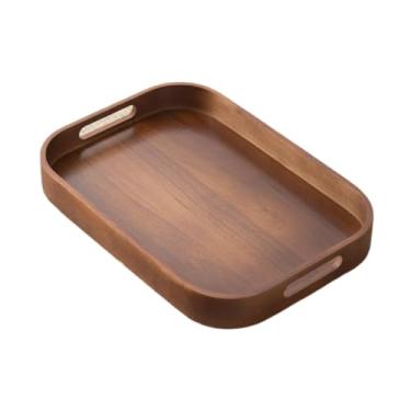 Imagem de Generic Bandeja de bambu para servir frutas com alças, ideal para decoração de casa, mesa de centro, prato para chá, bolo e bebidas. Perfeita para, M