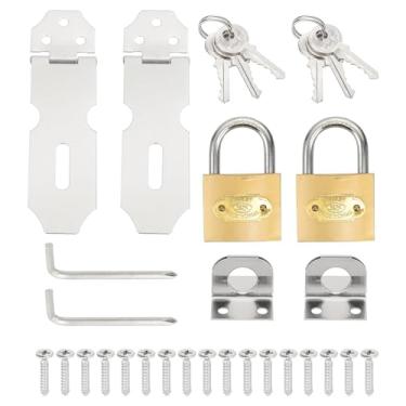 Imagem de PATIKIL 2 peças de ferrolho de cadeado de aço inoxidável, ferrolho de trava de 4,3 polegadas, trava deslizante para porta, fecho de segurança com trava de cobre única e parafusos para armário, jardim