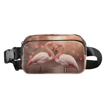 Imagem de CEBUGI Pochetes de caminhada para homens e mulheres, flamingo, dia dos namorados, moderno, resistente à água, com cinto ajustável para treino, viagem, corrida