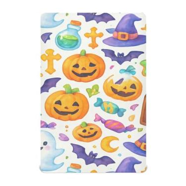 Imagem de Wassud Lençóis de berço respiráveis de Halloween Punpkins, capas de colchão de berço de 71 x 132 cm, neutros para meninos e meninas (serve para berço padrão e pacote e brincadeira)