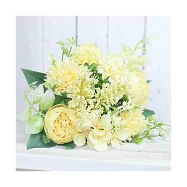 Imagem de LMJYU Arranjos florais elegantes: peônias artificiais marfim para centros de mesa de casamento, decoração de casa ou acessórios de banheiro