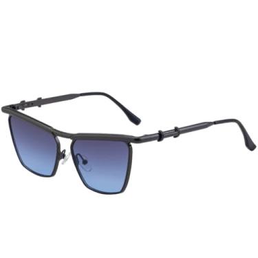 Imagem de Óculos de sol de metal estilo olho de gato, feminino, retrô, punk, masculino, para dirigir, para viagem, UV400 (dourado e vermelho)