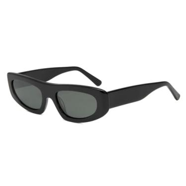 Imagem de JRLLFD Óculos de sol punk masculino polarizado de acetato, feminino, para áreas externas, UV400 (preto e verde)