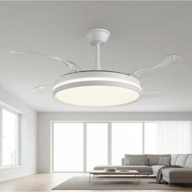 Imagem de Ventilador de Teto LED 3 Cores com Controle – Retrátil e Moderno