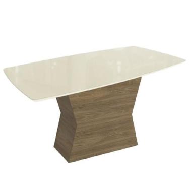 Imagem de Mesa Tília Kappesberg Base Nogueira e Tampo Off White