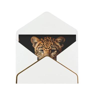 Imagem de SKKNT Cartões de felicitações com estampa de leopardo para todas as ocasiões, convites de festa de aniversário de casamento, 12,7 x 15,2 cm