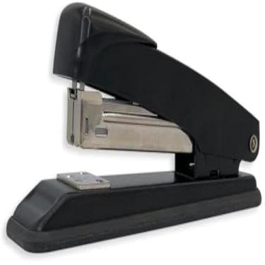 Imagem de Grampeador manual resistente de escritorio com alcance de 13cm, compacto e pratico, azul