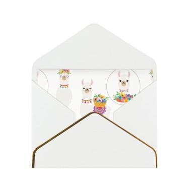 Imagem de SKKNT Cartões comemorativos com estampa de lhama para todas as ocasiões, convites de festa de aniversário de casamento, 12,7 x 15,2 cm