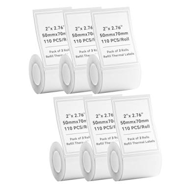 Imagem de B1 B21 B3S Label Maker Tape Adapted Labels Sticker (50 x 70 mm) Fita de etiquetagem de recipiente de escritório laminada padrão substituição para Niimbot B21 B1 B3S Label Maker (6 rolos, branco)